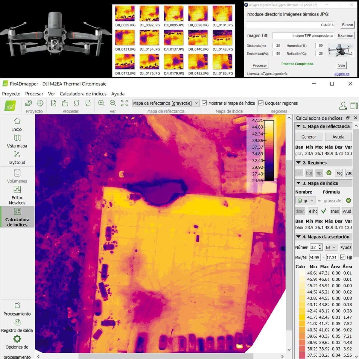 ATYGES's tweet photo. Nueva versión de ATygeo Thermal. Incluye la compatibilidad de las imágenes IR de DJI Mavic 2 Enterprise Advance para generar ortomosaicos radiométricos con PIX4Dmapper. #atygeo #M2EA #mapping #termografia https://t.co/eXszm2ksSE