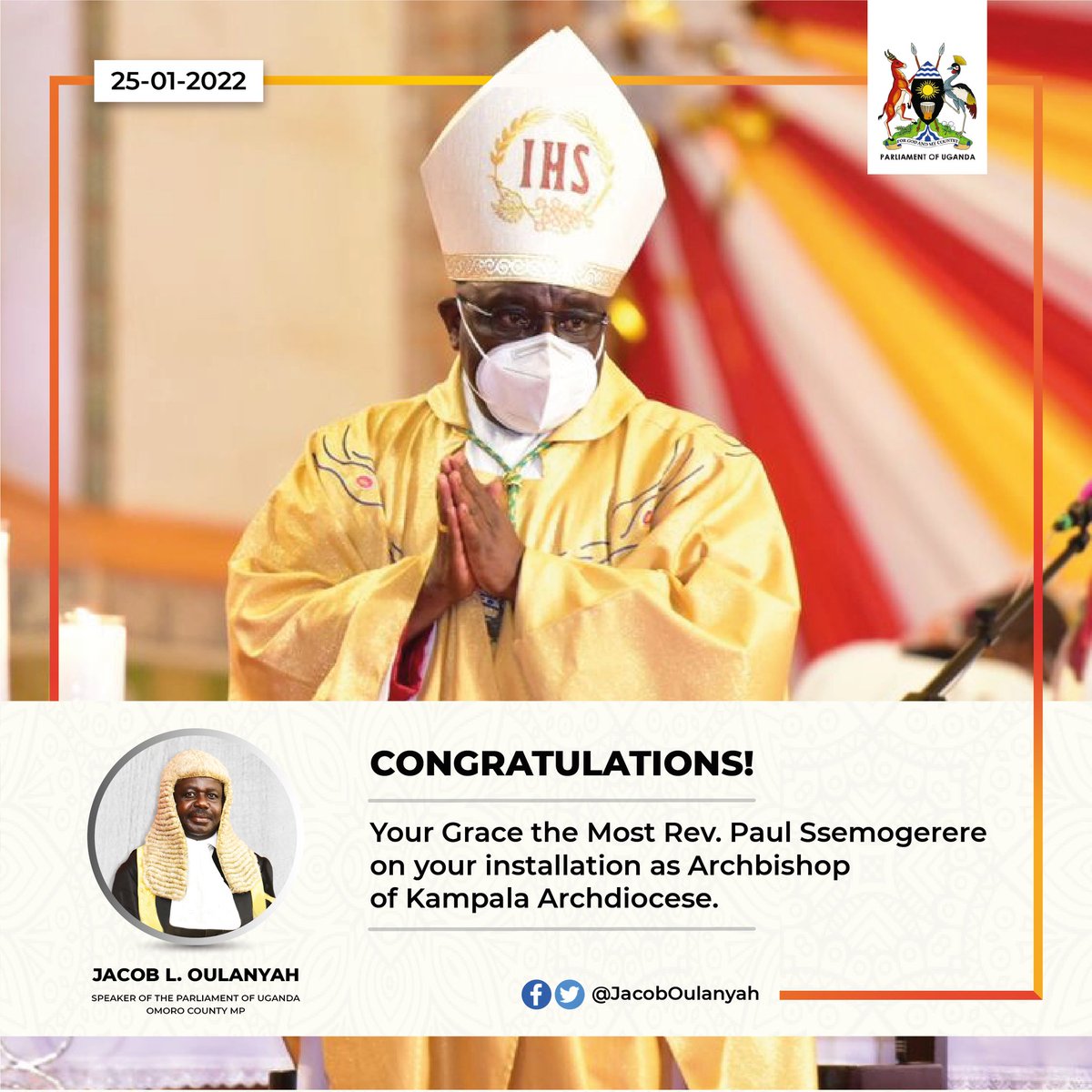 Congratulations Your Grace, the Most Rev. Paul Ssemogerere on your installation as Archbishop of Kampala Archdiocese. #ArchbishopInstallation