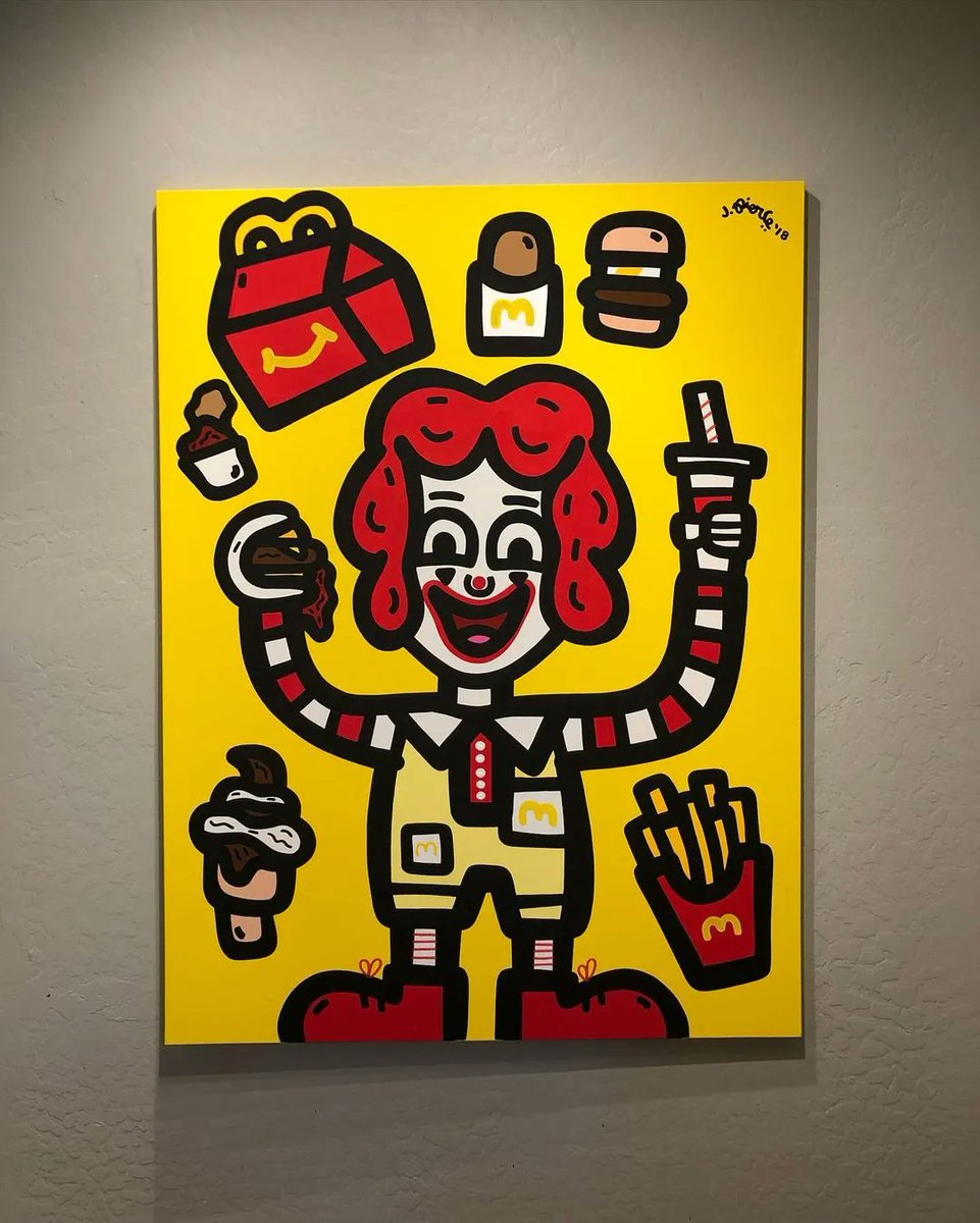 JPandFriendsNFT's tweet photo. This is our favorite Ronald @McDonalds by @iamjpierce ❤️

What do you think guys? Shouldn't we see this inside every @McDonalds? 

#NFTCommunity #ArtistOnTwitter https://t.co/y9HOjMgd1d
