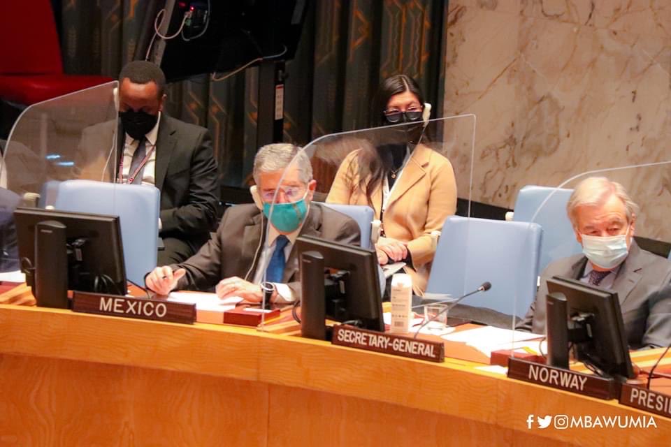 jattamensah's tweet photo. On behalf of Prez ⁦@NAkufoAddo⁩, VP ⁦@MBawumia⁩ addressed the @un #SecurityCouncil. He called on the world to address income inequality so as stem the tide of illegal migration and violent conflict. ⁦@GhanaMFA⁩ ⁦@DonaldKaberuka⁩ ⁦⁦@JasonEmert⁩ https://t.co/ZHnBi5hAxX