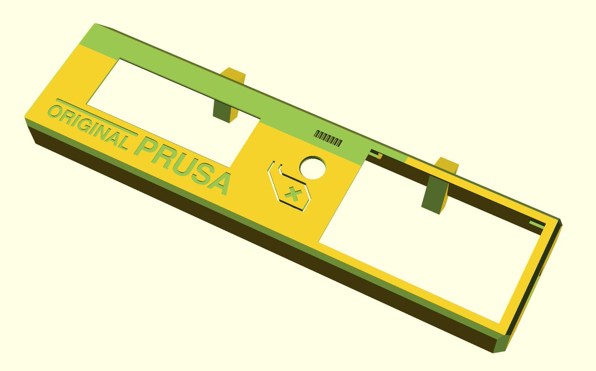 WilliTheSmith's tweet image. Mein erstes aufwändigeres 3D Modell ist fertig. Ein verlängertes Prusa MK3 LCD Cover, das Platz für ein #Hyperpixel Display für #Octoprint und einen Ein/Aus-Schalter an der Seite bietet. Das ganze basiert auf dem original #OpenSCAD-Dateien von @Prusa3D. #opensource #3Dprinting