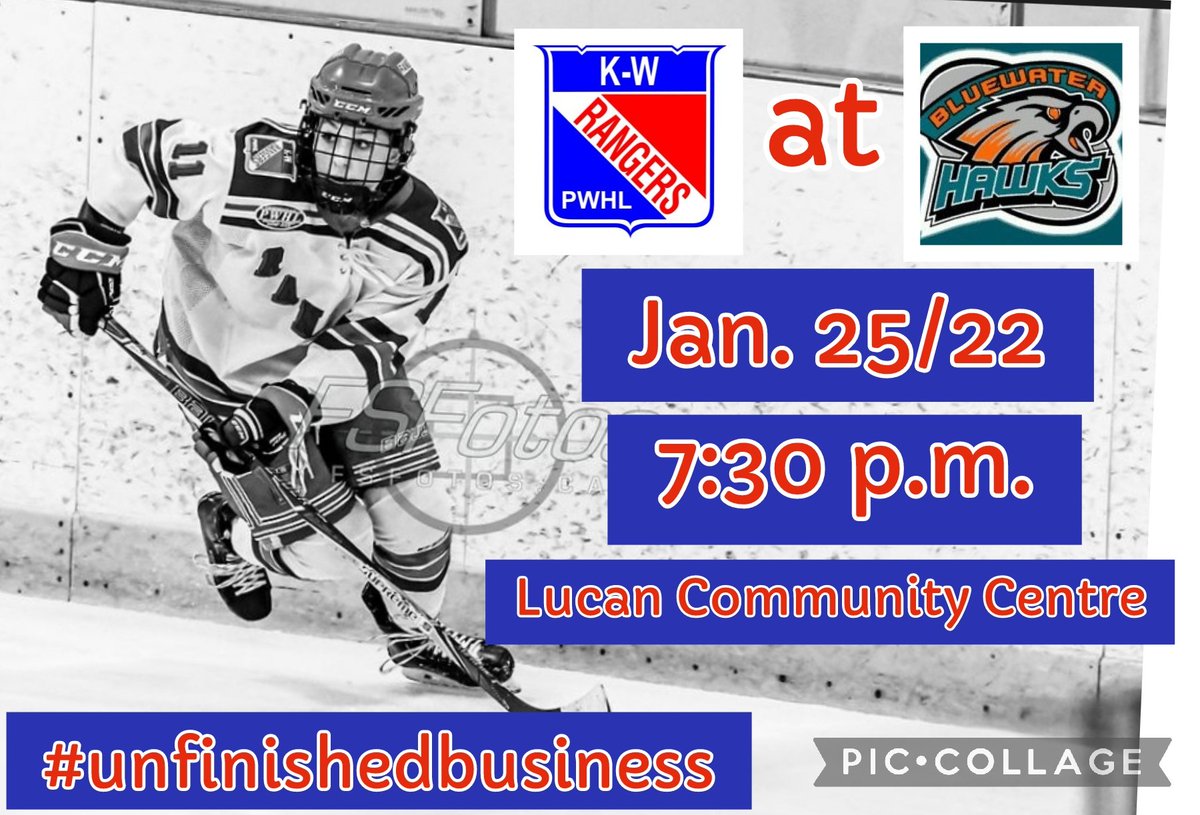 Rangers are on the road tonite in Lucan to play <a href="/BluewaterJr/">Bluewater Jr. Hawks</a>. Watch tonite's game at seasoncast.com. Game time is 7:30.
*no spectators due to Covid protocol*
#unfinishedbusiness #u22elitehockey #girlshockey #womenshockey 
📷 credit <a href="/FSFotos/">FSFotos</a>
🖼 <a href="/Rduffyhockey/">Regan Duffy</a> #11