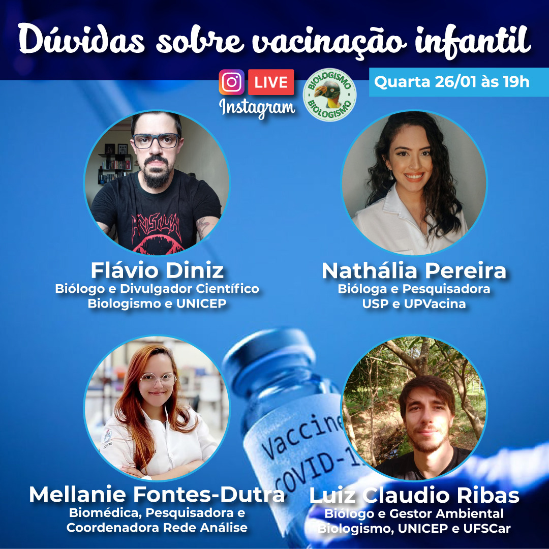 UPVacina's tweet photo. Amanhã às 19 horas teremos uma live no perfil do Instagram do Biologismo com @mellziland e @nathpsl para esclarecer as principais dúvidas sobre vacinação infantil e fake news sobre o assunto! https://t.co/iaRE7RABNU