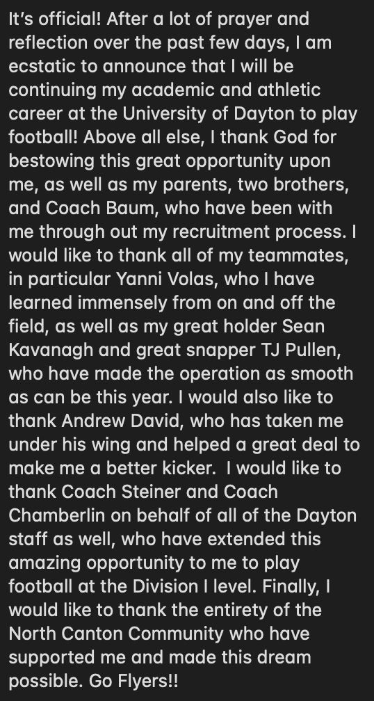 rjsmart89's tweet photo. Committed! Go Flyers! 
@footballhoover @DaytonFootball https://t.co/z0Fl9hjq98