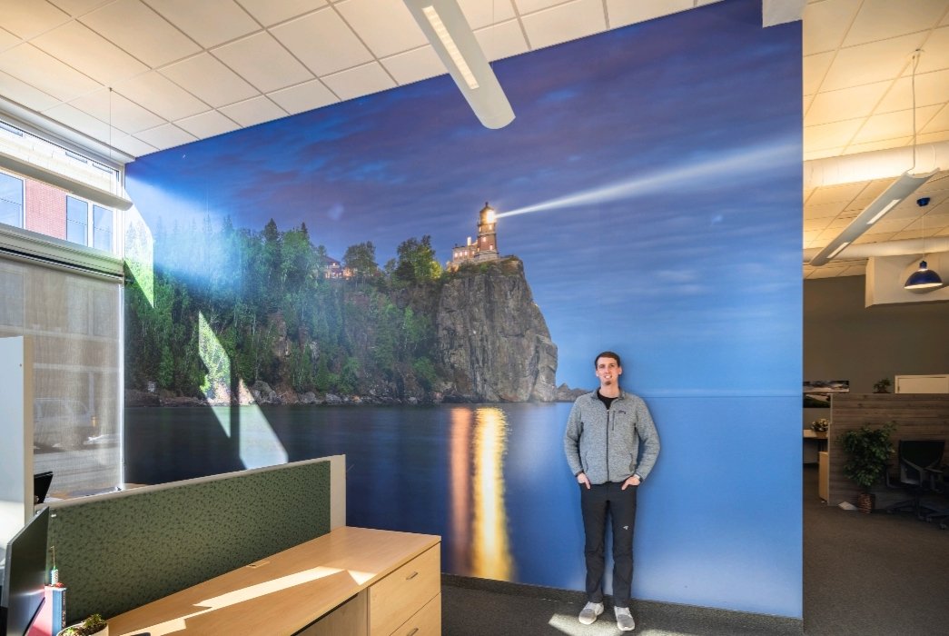 Check out the new adhesive vinyl graphic we did recently at Marshall Associates Inc in Minneapolis.  You can see the photographer <a href="/nklokphoto/">Nathan Klok</a> to get a sense for how large it is!  Sweet pic Nathan!

#DesignCreateInstall