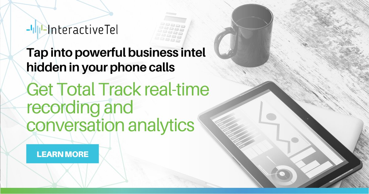 InteractiveTel's tweet image. Next to financials, #phone calls offer the most powerful #data about your company.

Tap into this business intelligence with actionable real-time call recording and conversation analytics with Total Track by InteractiveTel!

bit.ly/3qCyIDi

#voice #communications #cloud
