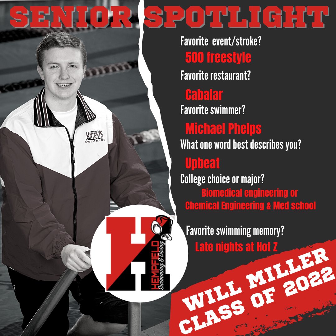 HempfieldSwim's tweet photo. ⁣🔦Senior Spotlight🏊🏻‍♂️ ⠀
The One, The Only, Will Mill! 
⠀
On Tuesday we will recognize our 5 amazing seniors at our last home meet of the season. Join us at the Hempfield Rec at 7:30 PM as we swim Cedar Crest. ⠀
⠀
📸 Paul Jacobs https://t.co/e17fN3SVdw