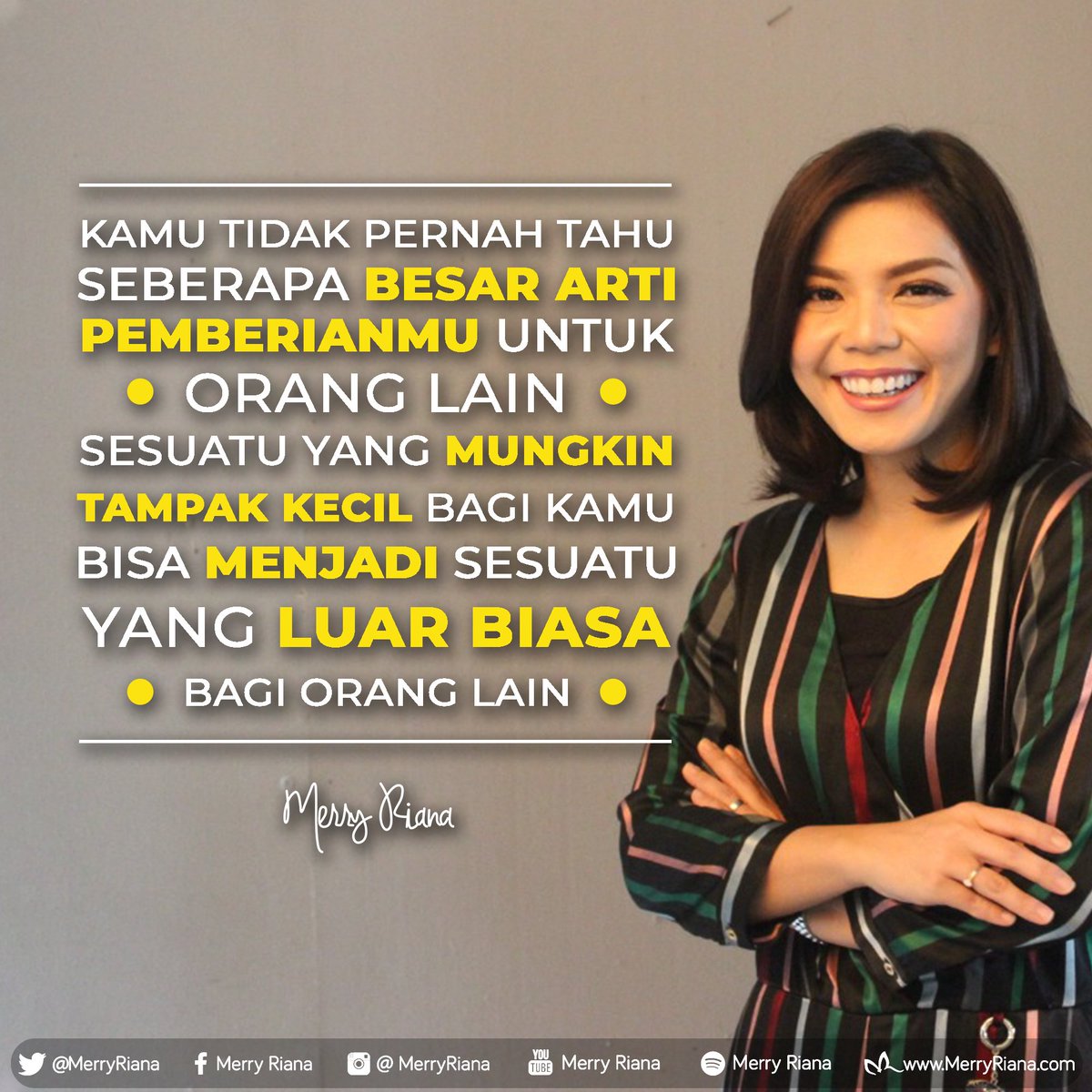 MerryRiana's tweet photo. Kamu tidak pernah tahu seberapa besar arti pemberianmu untuk orang lain.
Sesuatu yang mungkin tampak kecil bagi kamu bisa menjadi sesuatu yang luar biasa bagi orang lain.

SHARE ke orang-orang yang mau kamu inspirasi lewat konten ini ya :) https://t.co/MVjUagDm6E