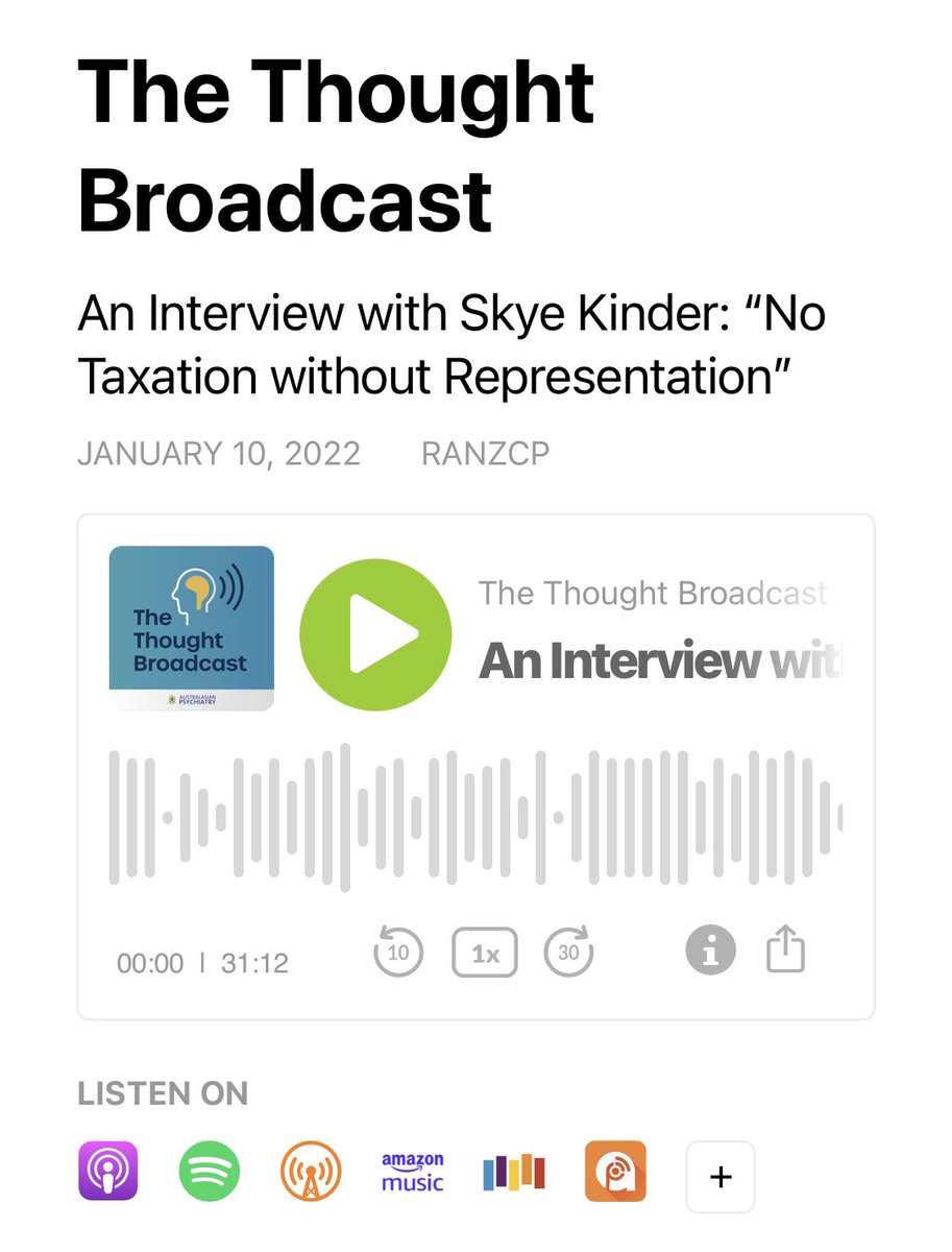 Dr Skye Kinder (@skyekinder) on Twitter photo Thanks to team at ‘The Thought Broadcast’ for inviting me to discuss recent <a href="/RANZCP/">RANZCP</a> exam failure, the resignation of 9 members of Trainee Representative Committee, & trainee membership engagement more broadly. #MedTwitter <a href="/AP_RANZCP/">Australasian Psychiatry Journal</a> <a href="/mjweightman/">Michael Weightman</a>
Click 👉thethoughtbroadcast.ranzcp.org/1785586/977274… Thanks to team at ‘The Thought Broadcast’ for inviting me to discuss recent <a href="/RANZCP/">RANZCP</a> exam failure, the resignation of 9 members of Trainee Representative Committee, & trainee membership engagement more broadly. #MedTwitter <a href="/AP_RANZCP/">Australasian Psychiatry Journal</a> <a href="/mjweightman/">Michael Weightman</a>
Click 👉thethoughtbroadcast.ranzcp.org/1785586/977274…