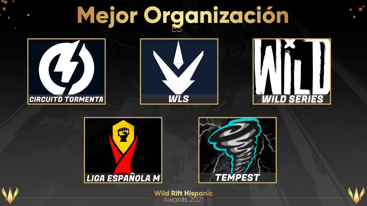 ¡Mejor Organización #WRHAwards2021!

🌎 LATAM:
➩ <a href="/WildNightWR/">WildNight</a>
➩ @LMGWildRift
➩ <a href="/CLW_WildRift/">CLW_Copa_Latinoamericana_WildRift</a>
➩ <a href="/LGAplay/">LGAPlay - Esports Venezuela 🇻🇪</a>
➩ @ChallengersRoad

🇪🇸 ESPAÑA: 
➩ <a href="/SomosLaTormenta/">Circuito Tormenta</a>
➩ <a href="/WLS_ULG/">WLS</a>
➩ <a href="/TeamQueso_WR/">Team Queso #TQWR</a>
➩ <a href="/LigaEspMobile/">Liga Española Mobile</a>
➩ <a href="/TempestLeagueWR/">Tempest League</a>

4/13