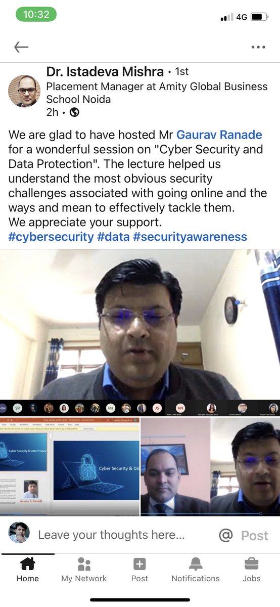 gkranade's tweet photo. Had a good & interactive session with young and brilliant students of Amity Global Business School #cybersecurity #dataprivacy #technocentric https://t.co/zcKO4iZRou