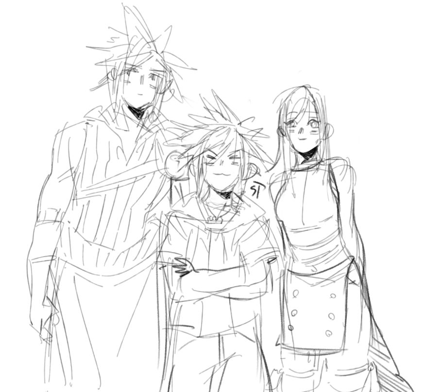 My eyes hurt and I can't get to the doctor
But I wanted to draw this cute trinity 