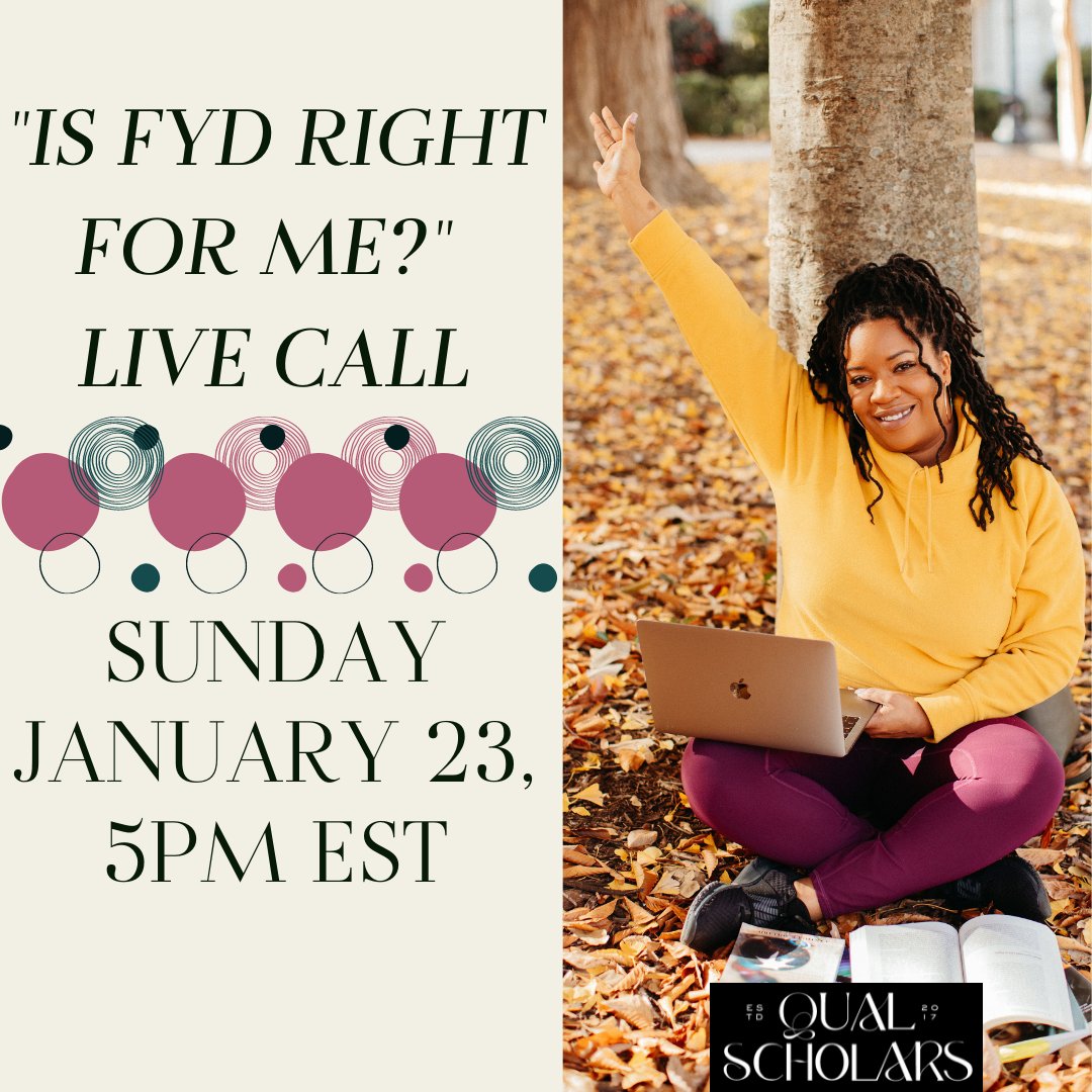 Qual_Scholars's tweet photo. Drop a ✨ if you are ready to learn more about the FINISH YOUR DISSERTATION program! Our live call is happening TODAY!
Time: 5pm EST
Location: zoom (call info in bio)
Zoom Passcode: Rightforme
#10for10Challenge #FirstGenDocs #WeMakeDoctors #DoctorLoading https://t.co/gSWJB9lV4g