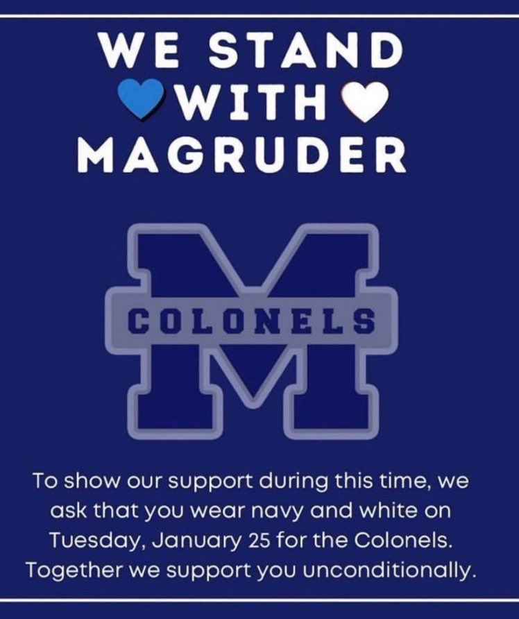 MCTES_AP's tweet photo. Mill Creek Towne ES supports and stands with Magruder. Dragons, let’s fill our halls with navy and white on Tuesday to support our cluster family!   #OneMCPS #ColonelStrong @MCTES_Principal https://t.co/COQtTUVHjk