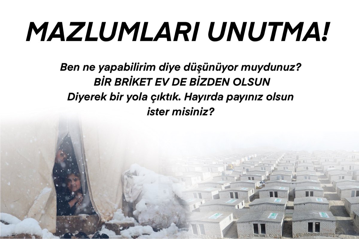 vahide_kayal's tweet photo. Selamu aleyküm
Suriyedeki kardeşlerimiz için biz ne yapabiliriz diye düşündük ve bir briket evde bizden olsun diyerek yola çıktık.
Bu hafta Suriyeye gidecek arkadaşlarımız ile yardımlarınız ulaşacaktır.
Siz de bir tuğla koymak isterseniz, dönüş sağlayabilirsiniz. https://t.co/AdaKtFwkhC