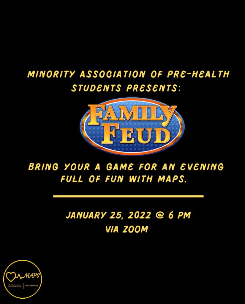 Happy Sunday Everyone ✨ Join MAPS this Tuesday as we play Family Feud! Our meeting will be via zoom📲 Can’t wait to see y’all 🤩