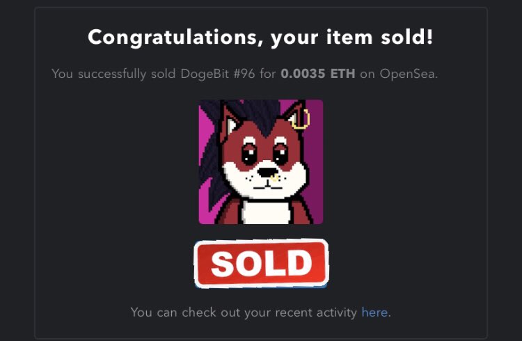 ZeroNFT_'s tweet photo. #SOLD #DOGE #NFT #DOGEBIT https://t.co/n8sxUzPKHK