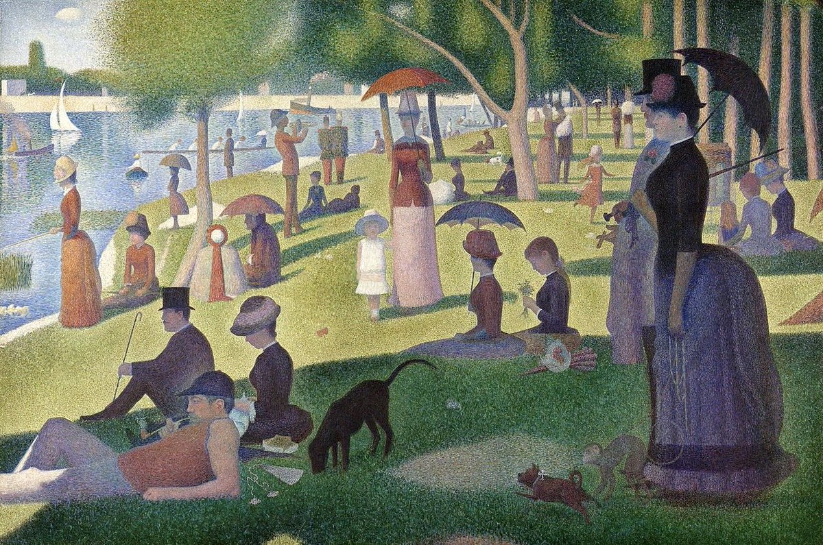 A Sunday Afternoon on the Island of La Grande Jatte, by Georges Seurat (French), 1886, @artinstitutechi #paintingoftheday https://t.co/zd7XcHjDBM
