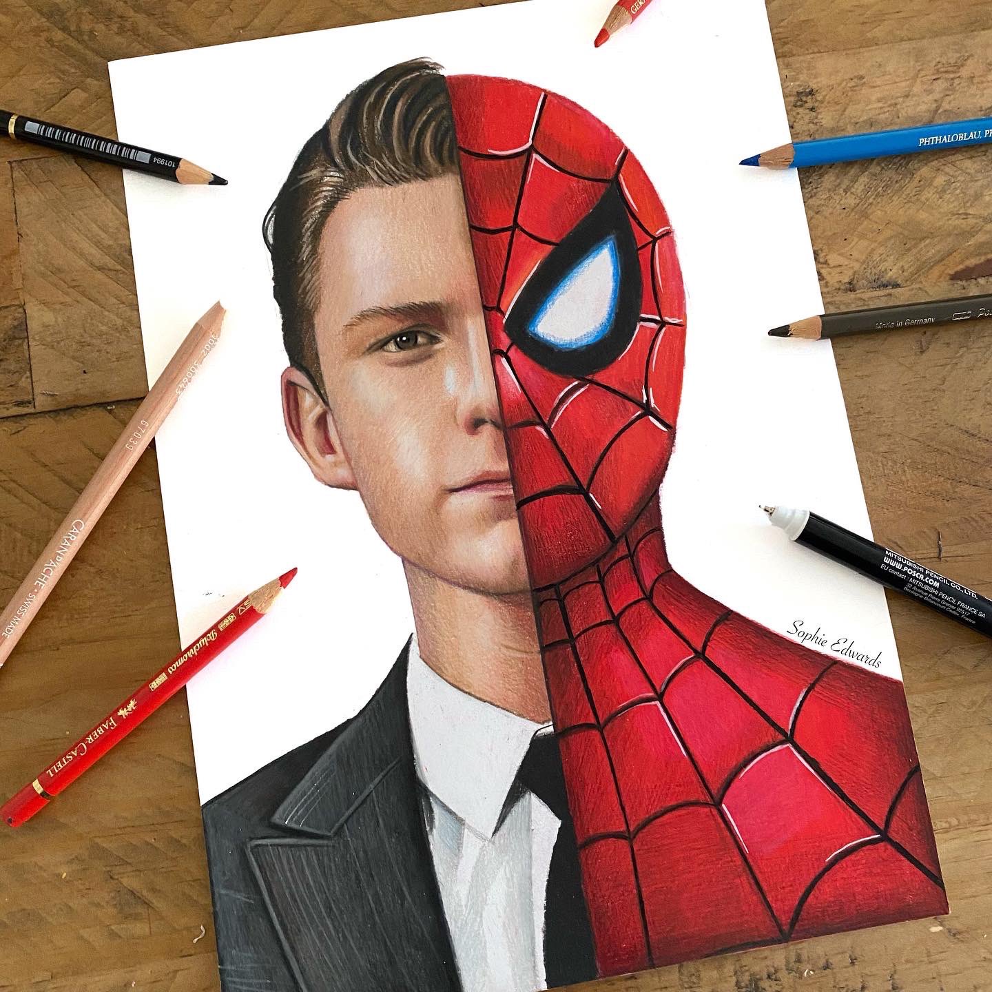 Learn How to Draw Tom Holland as SpiderMan Characters Step by Step   Drawing Tutorials