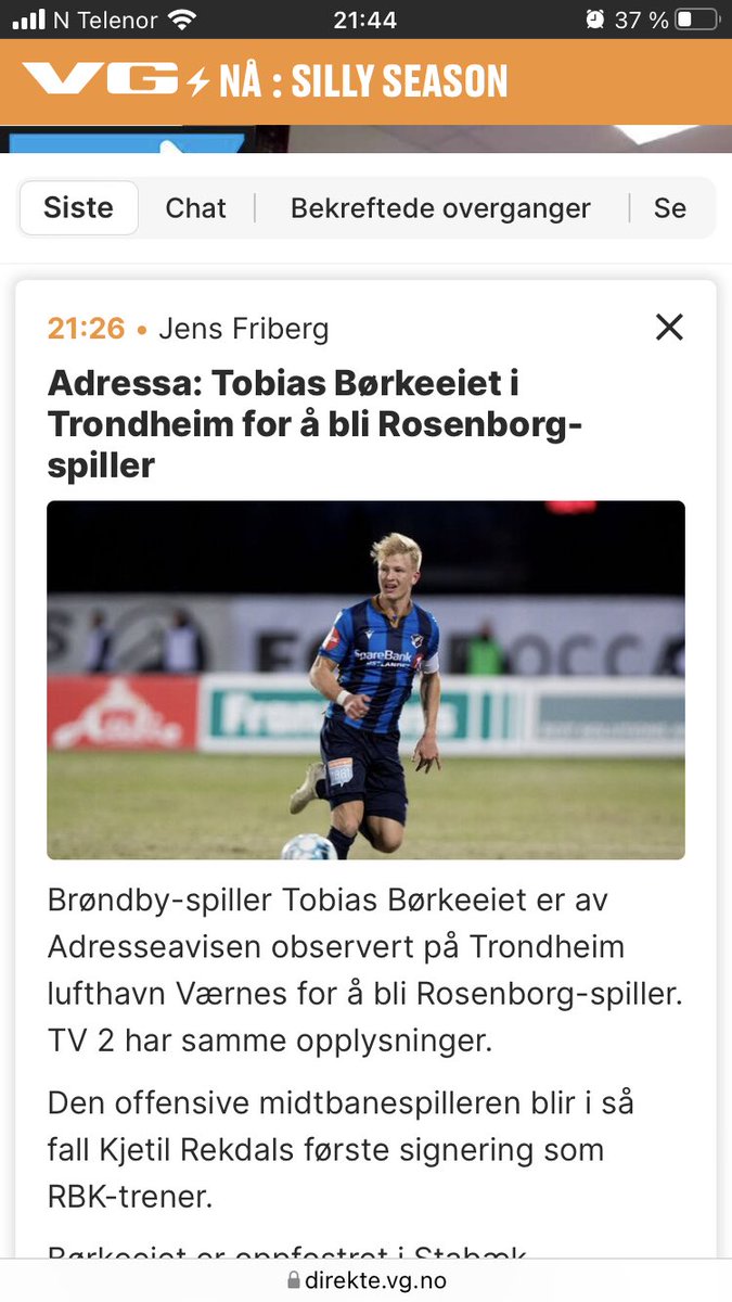 AlexBerne's tweet photo. Spent på Rosenborg sin nye signering. Er han han en Hanche-Olsen type mon tro? #rbk #eliteserien #fullkontroll https://t.co/YZxdX3HXP2