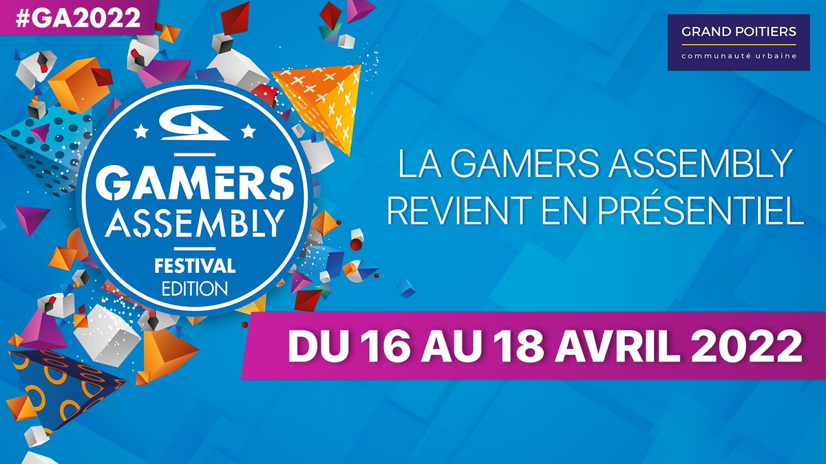 GamersAssembly's tweet image. Nous sommes heureux de vous annoncer le lancement de la 22ème édition de la Gamers Assembly Festival Edition les 16, 17 et 18 avril 2022 !
Les tournois seront dévoilés dans les prochains jours, restez connectés sur nos réseaux sociaux pour ne rien manquer!
gamers-assembly.net