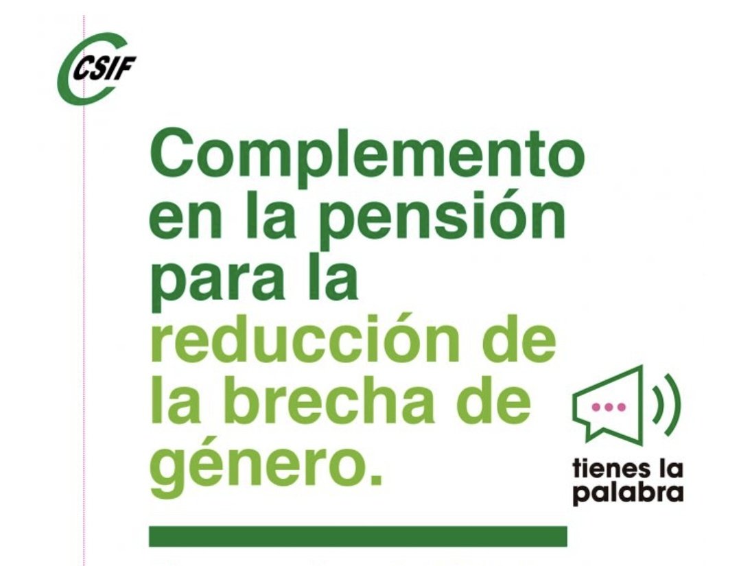 ¿Tienes alguna duda sobre el complemento en la pensión para la reducción de la brecha de género? 

ℹ️  Consulta toda la información en nuestra web: 
csif.es/contenido/naci…