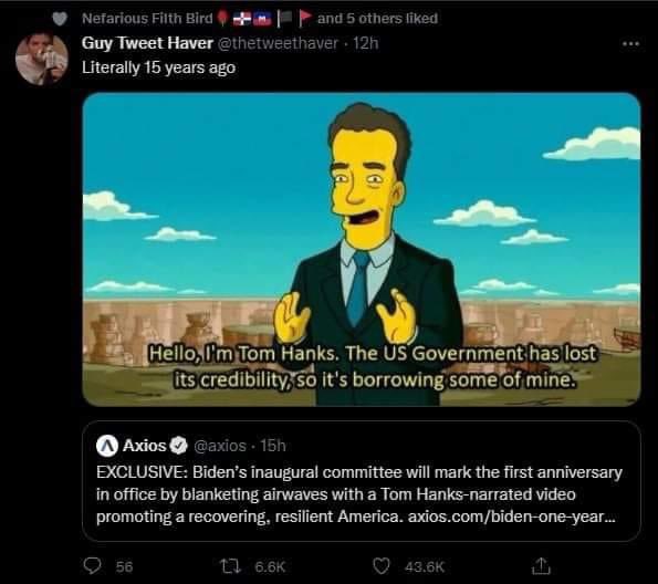 AuthorJCJones's tweet photo. Remember how the #simpsons cartoon supposedly predicted things before they happened? …

#theydiditagain #simpsonspredictions https://t.co/Kfns2sbH0i