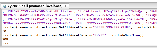 _RVNGuardian's tweet photo. 👷‍♂️Working on a #wxRaven feature to allow #community and #assetmanager to retrieve the list of their #owners including #subassets !

This could be combined to the Airdrop/Diffusion Feature 🚀

Interested ?!

@RVNFT_ART @DegenSmokers @rvnmktman1 @lsji07 

#python #opensource #RVN https://t.co/jMCpPIG3YS