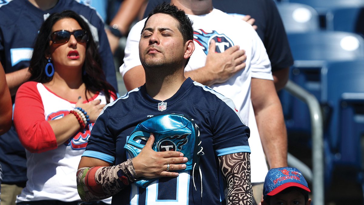 TheOnion's tweet photo. New NFL-Military Partnership Sends First 1,000 Fans To Stand For National Anthem Off To War https://t.co/XFYwgwyoGu https://t.co/y7Mr5xEfsQ