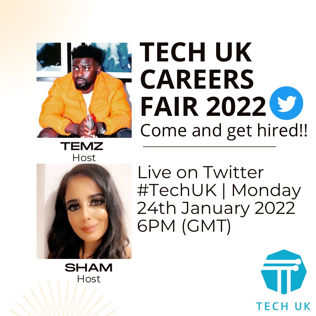 Mentor_Sham's tweet photo. It’s official Tech UK - Careers Fair 2022 is back tomorrow 6pm (GMT) on Twitter spaces… Please like and share, we will have some of the top hiring managers and a few announcements to make 👀 📣 @Tech__UK @real_temz 

#techuk #TechisHiring https://t.co/eRoaW1rcHD