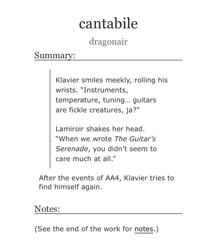 tsukisyama's tweet photo. 🌟 cantabile
🌟 klavier &amp; lamiroir 
🌟 1.8k words

my piece for @newtrialzine! this was such a lovely project that i’ve been honored to be part of from the start. please consider supporting the zine’s leftover sales! 

https://t.co/ohRHp4HErf https://t.co/HwkzQL5xl2