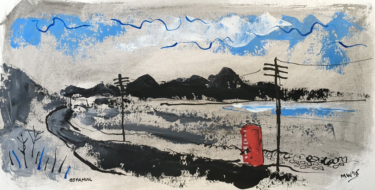 cobbybrook's tweet photo. Past pieces: ‘Oskamull, Isle of Mull’ in acrylic and acrylic ink on paper. @VisitScotland @VisitMull_Iona @lovethehebrides #Scotland #yorkshireartist #cobbybrook https://t.co/tJv71vbaHS