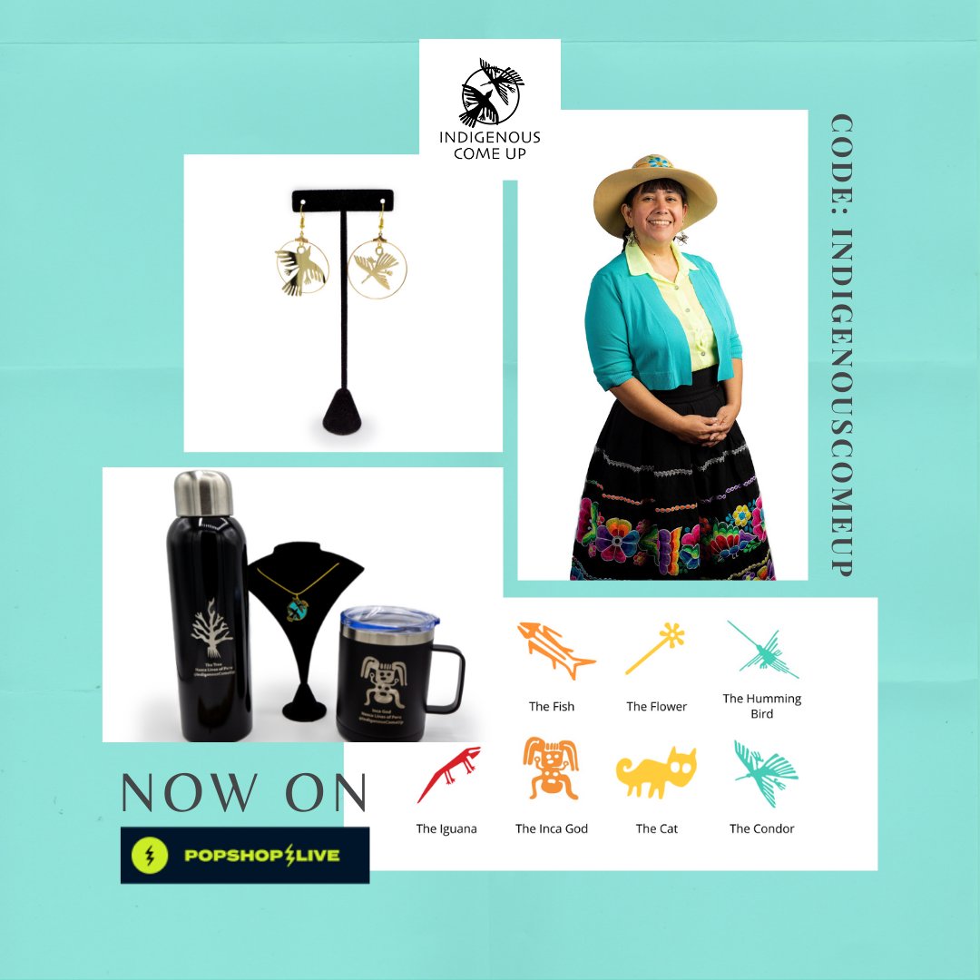 IndigenousCU's tweet photo. Today Jan 23rd at 4:30pm PST
Indigenous Come Up will be live on the app PopShopLive for the very first time!

We will offer our nazca line and logo merchandise today with some teachings on the logo and Pachacutek (the prophecy of the eagle and the condor)
https://t.co/UYW1ENOmKj https://t.co/h9LU8b8wzx