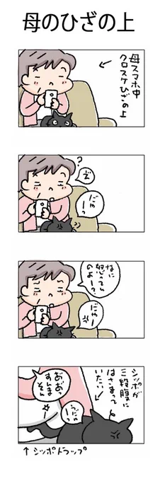 母のひざの上#こんなん描いてます #自作まんが #漫画 #猫まんが #4コママンガ #NEKO3 