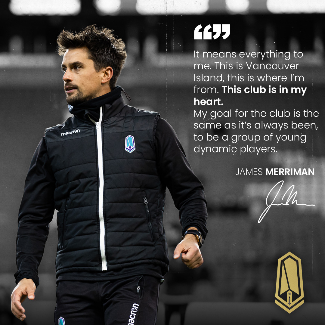 Pacificfccpl's tweet photo. 🔱 Head Coach, James Merriman - "It means everything to me. This is Vancouver Island, this is where I'm from. This club is in my heart. 

My goal for the club is the same as it's always been, to be a group of young dynamic players." #ForTheIsle https://t.co/ZlVm0cObmw