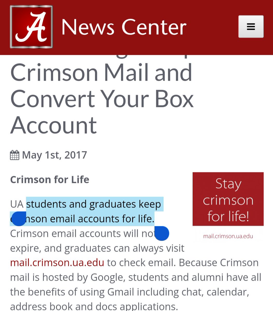 brittbuzan's tweet photo. Hey @UofAlabama @OITatUA please explain how you lied to us for YEARS about how we were "crimson for life" and now this???? As a part of the  @UA_AvantiTeam I actively told every student that came through orientation about this perk. And now it's just a lie. https://t.co/7PQ6Y7OVdH