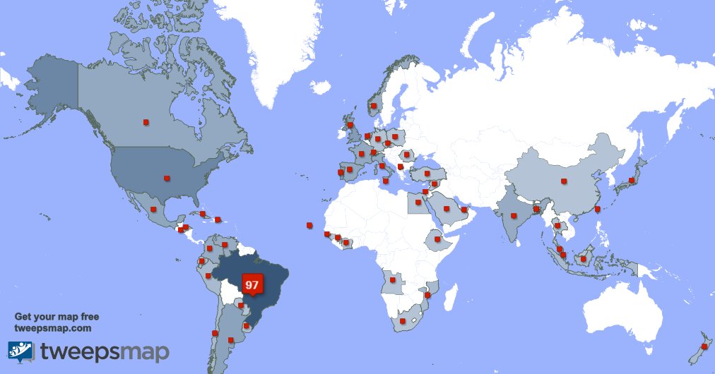 Muito obrigado aos meus 14 novos seguidores que vivem no Brasil na semana passada. tweepsmap.com/!edmilsonperei…
