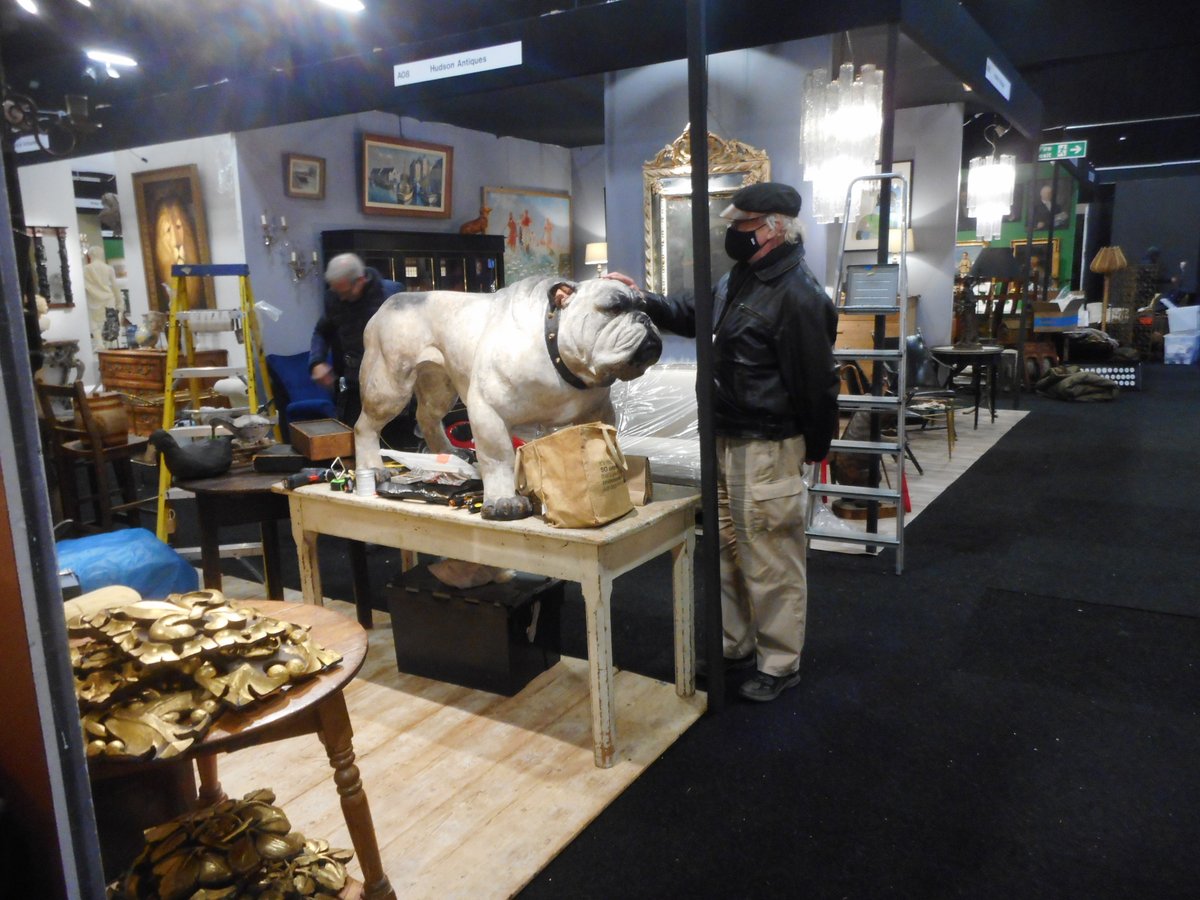 Battersea would not be Battersea without a dog or two <a href="/decorativefair/">The Decorative Fair</a> setting up time -opens noon Tuesday