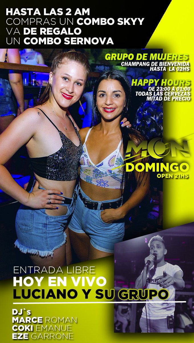 MOONDISCO1's tweet photo. Domingo en MOON ☀️
💞LUCIANO Y SU GRUPO 💞
Entrada libre 👌

S O R T E O

1 BALDE CORONA 👑
1 COMBO DE 5 CERVEZAS 🍺 🍻
2 COMBOS SERNOVA 💯
2 COMBOS SKYY 😋
1 Vale de $2000
1 Vale de $3000

Dale 🔁Rt ❤Fav ✅ @ a dos amigxs https://t.co/BU2ufSxIJm
