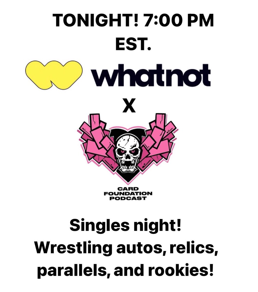 cardfoundpod's tweet image. Tonight @ 7:00 PM EST! Going live on our whatnot for a preview night before our Monday monster break! We have autos, relics, parallels, rookies, and refractors all for sale!