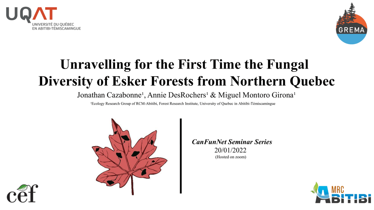 jonathan_czb's tweet photo. It was an incredible experience to be part of the first @CanFunNet Seminar Series of this year to share the beginning of my project thesis @Boreal_Spanish. Thanks again for giving us the opportunity to share our passion! https://t.co/89fTtv2J5h

#Mycology #GREMA #Ecology https://t.co/xA7nDuhMfy