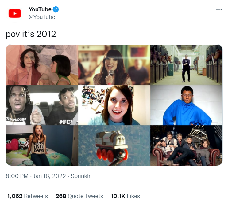 TTTEHijacking's tweet photo. The Official YouTube Twitter account recently posted a tweeted about 2012, and in the tweet was a photograph of a Wooden Railway Stanley from the viral video, "A Toy Train in Space". The Tweet reached over 10 Thousand likes. https://t.co/ccydfJMU95