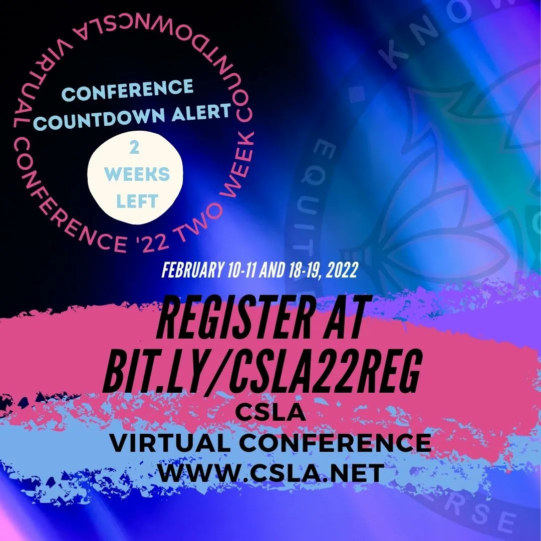 4csla's tweet photo. It's 2 Weeks Till CSLA CON22! #4CSLA https://t.co/Y2N6CNTEzW https://t.co/z51NOO3btK