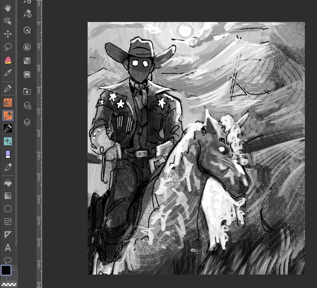 wip of a new oc...cowboy guy :) 