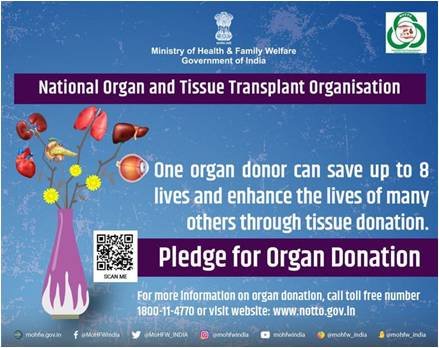 Be an Organ Donor, for the cause of humanity. Pledge today OrganDonation. 
#OrganDonation 
 #SwasthaBharat 
#AzadiKaAmritMahotsav