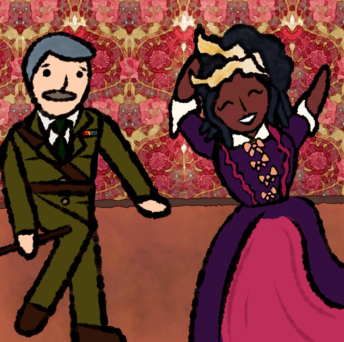 My latest Ghosts fan-art and first Kitty fan-art! 😊💖

Kitty's teaching Cap a new dance :D She thinks he's doing very well and dancing really finely! ☺️ #BBCGhosts #bbcghostsfanart