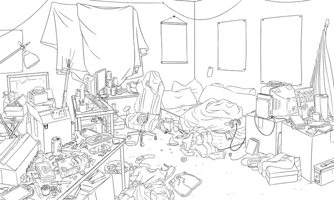 I'm redrawing Kara's room from scratch. I figured since you'll be spending most of the game there, it should look as detailed as possible! 