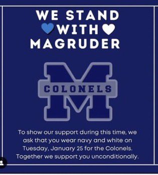 CAVS: Let’s support our friends and families at Magruder High School on Tuesday by wearing navy and white.  ⁦<a href="/JFKAcademies/">JFK Academies</a>⁩ ⁦<a href="/jfk_counseling/">JFK Counseling</a>⁩ ⁦<a href="/athletics_jfk/">JFK Athletics</a>⁩ ⁦<a href="/LTIJFK/">LTI JFK</a>⁩ ⁦<a href="/KennedyHS_PTSA/">John F. Kennedy High School PTSA</a>⁩ ⁦