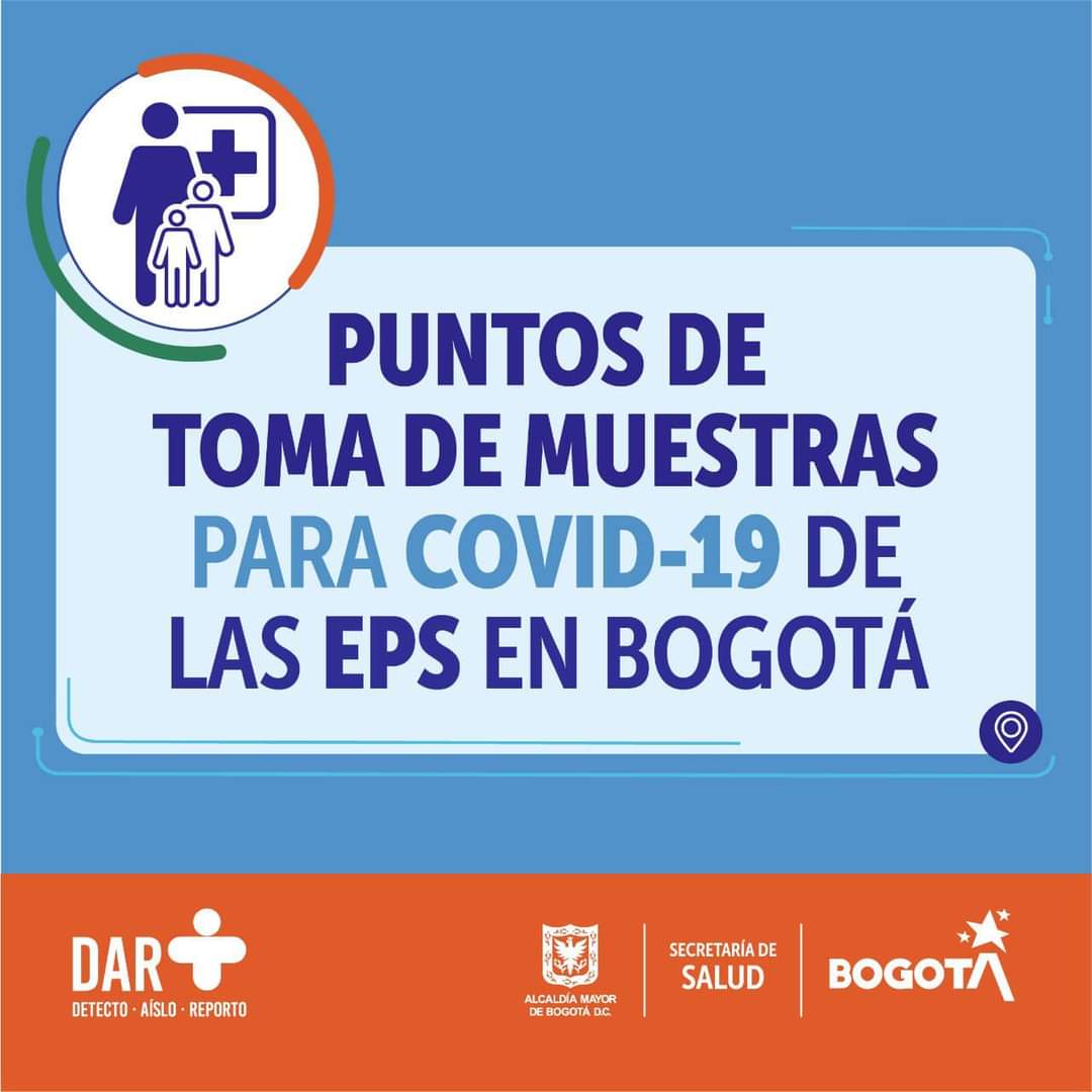 SectorSalud's tweet photo. #Atención 👋En Bogotá continuamos realizando vigilancia epidemiológica.

Te contamos los puntos habilitados por las EPS para este lunes 24 de enero para la toma de pruebas covid-19. ¡Consúltalos aquí! 

👉🏼 https://t.co/hDnPpPxqeP https://t.co/LYsnh2yXDw