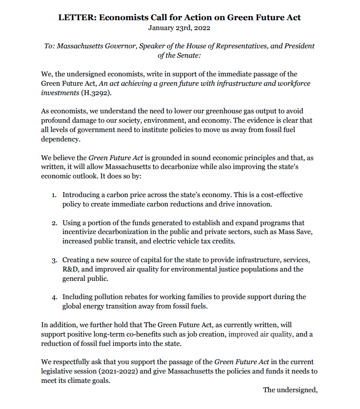 GreenFutureNOW's tweet photo. #JustIn – 55+ local economists agree: 

#Massachusetts needs the #GreenFutureAct to meet our climate goals + support (equitable) economic growth 🌿📉🌎🏗️

Read the full letter ⤵️:  
https://t.co/B4FoEDF7LU https://t.co/4WbDeuqOiy